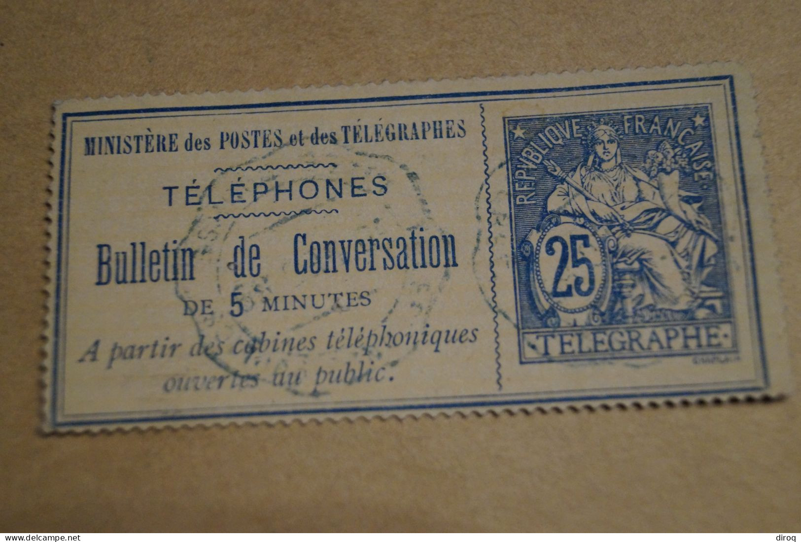 RARE,bulletin De Conversation De 5 Minutes,postes Et Télégraphes,belles Oblitérations Pour Collection - Telegraphie Und Telefon