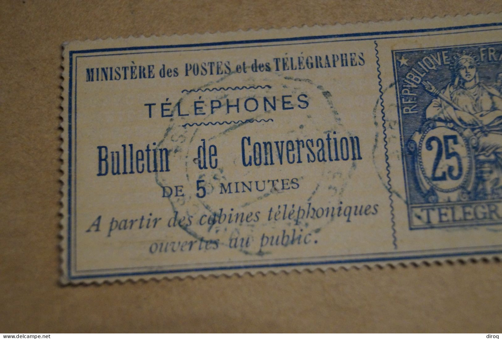 RARE,bulletin De Conversation De 5 Minutes,postes Et Télégraphes,belles Oblitérations Pour Collection - Telegraaf-en Telefoonzegels