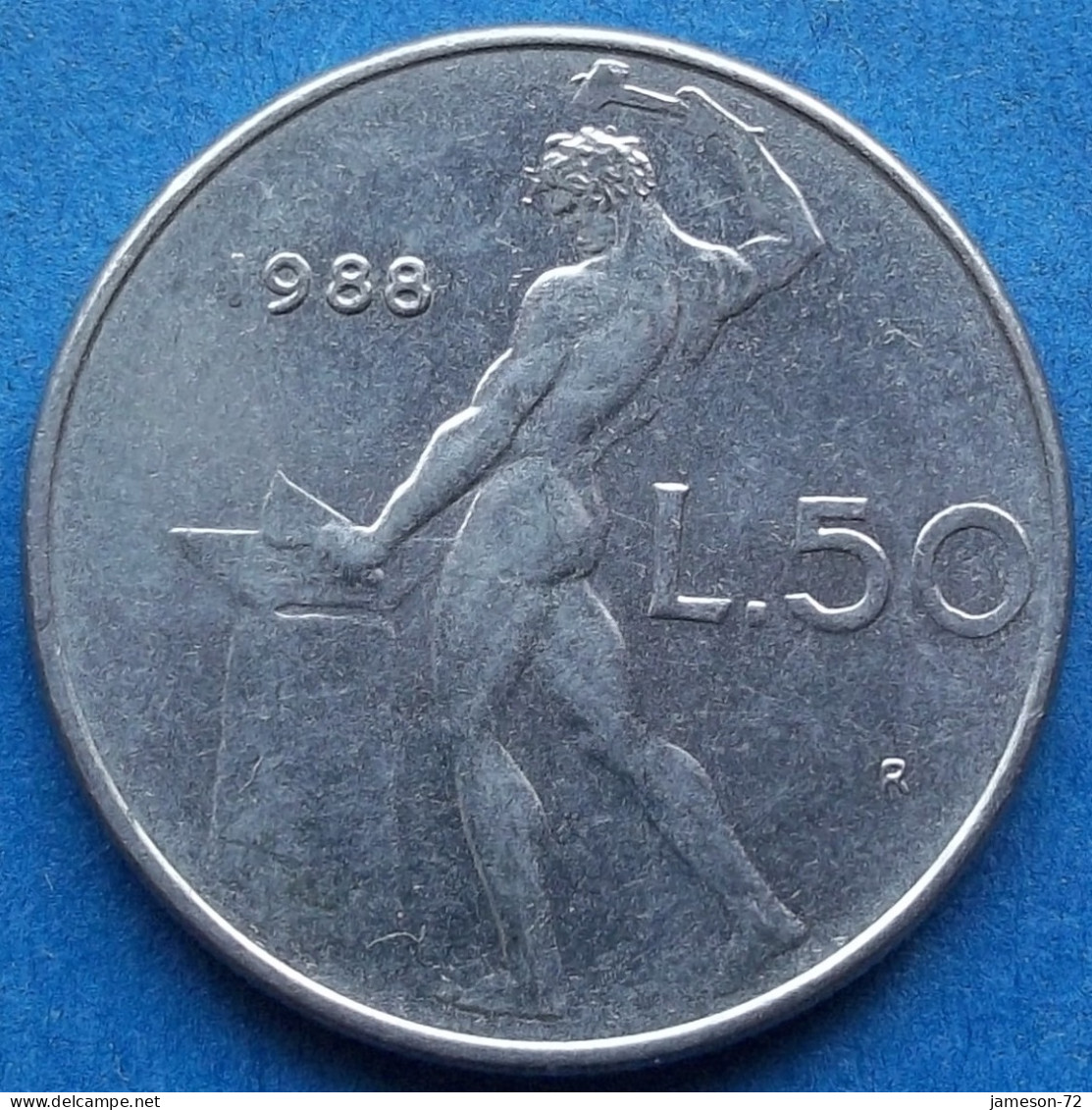 ITALY - 50 Lire 1988 R "Vulcan" KM# 95.1 Republic Lira Coinage (1946-2002) - Edelweiss Coins - 50 Liras