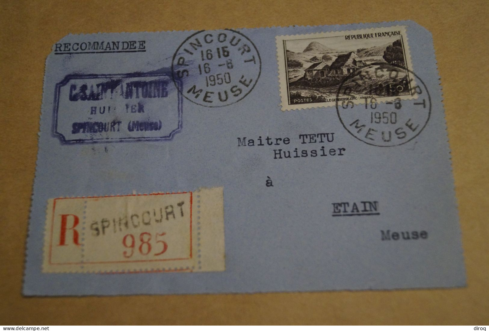 Bel Envoi Recommandé N° 985,Oblitération Spincourt Meuse,1950 - Briefe U. Dokumente
