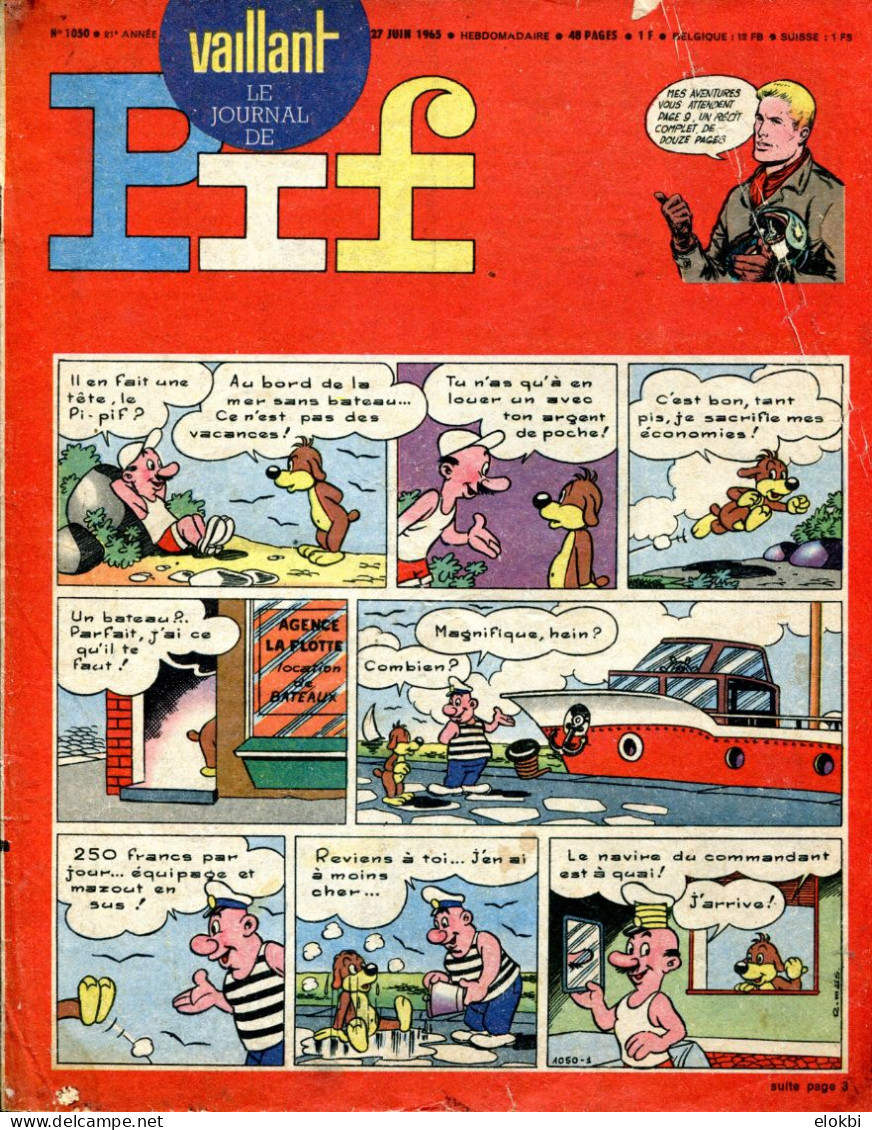 Vaillant Le Journal De Pif N°1050 Avec Une BD Complète De Bob Mallard Et Puchon "Contre La Cagoule" - Vaillant