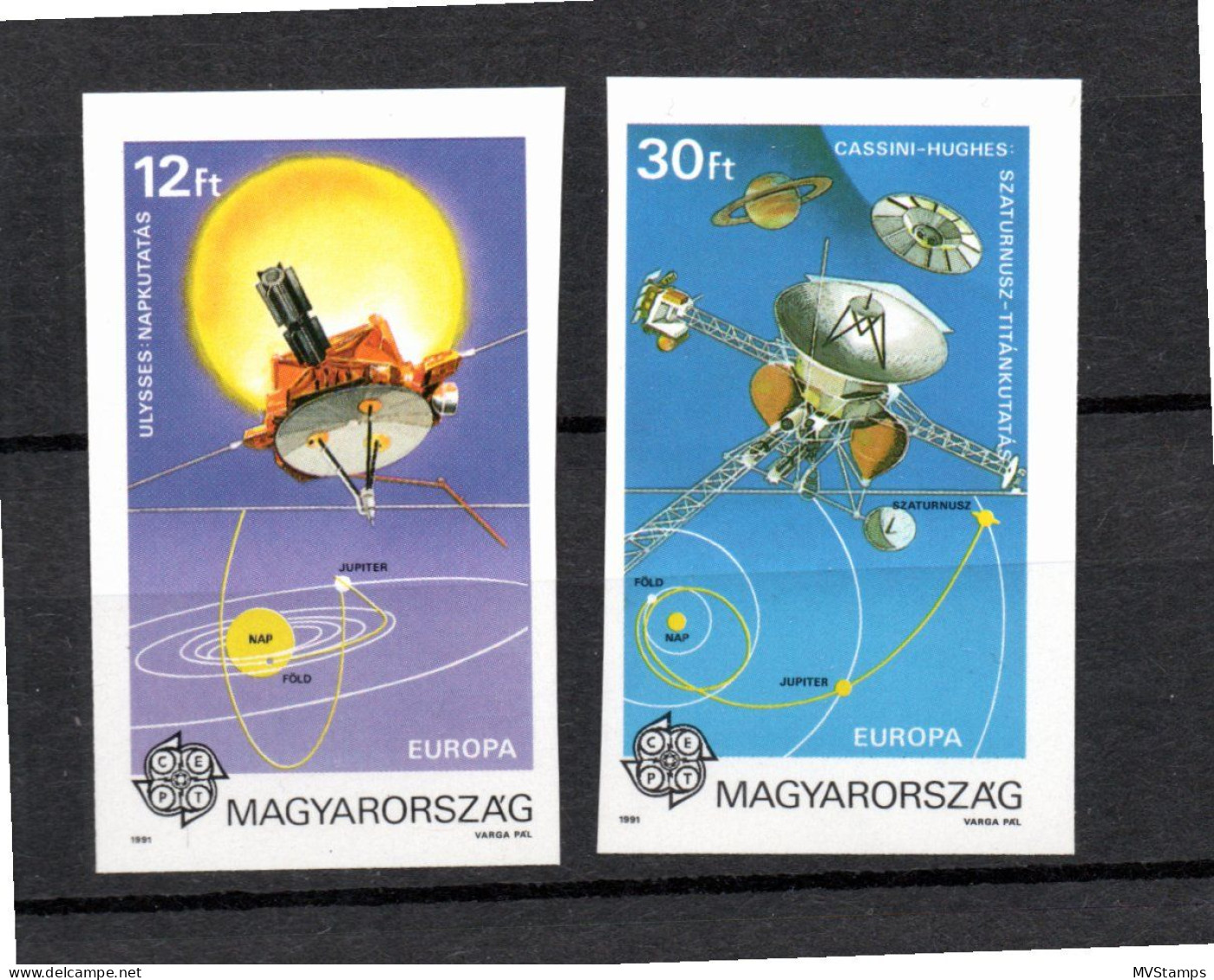 Hungary 1991 Set IMPERVED Europe/CEPT/Space Stamps (Michel 4133/34 B) MNH - Neufs