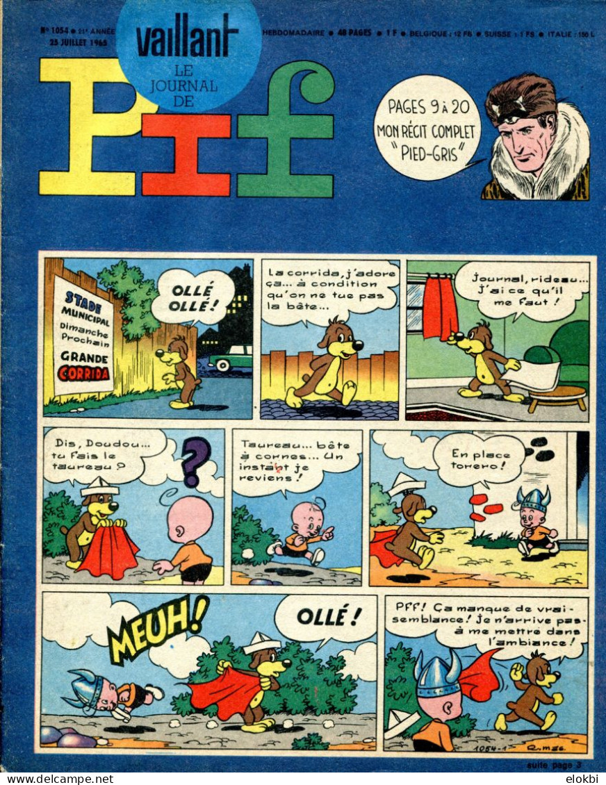 Vaillant Le Journal De Pif N°1054 Avec Une BD Complète De  Davy Crockett "Pied-Gris" - Vaillant