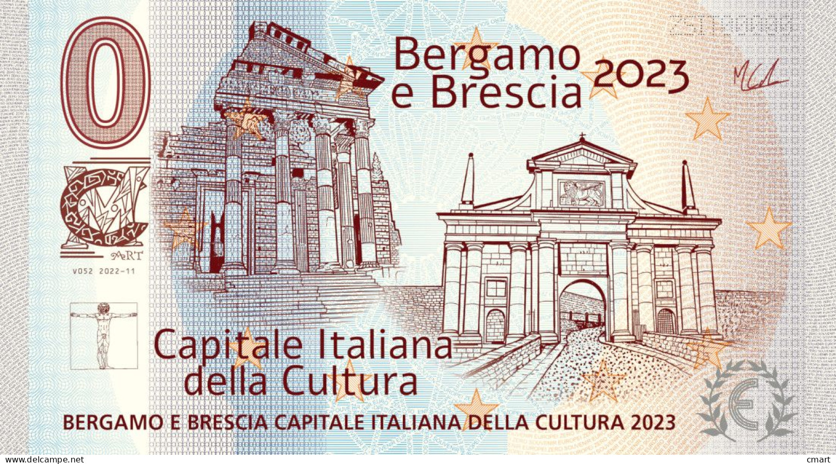 Banconota Zero Euro Souvenir  "CMART" Bergamo Brescia Città Della Cultura 2023 - Sonstige – Europa