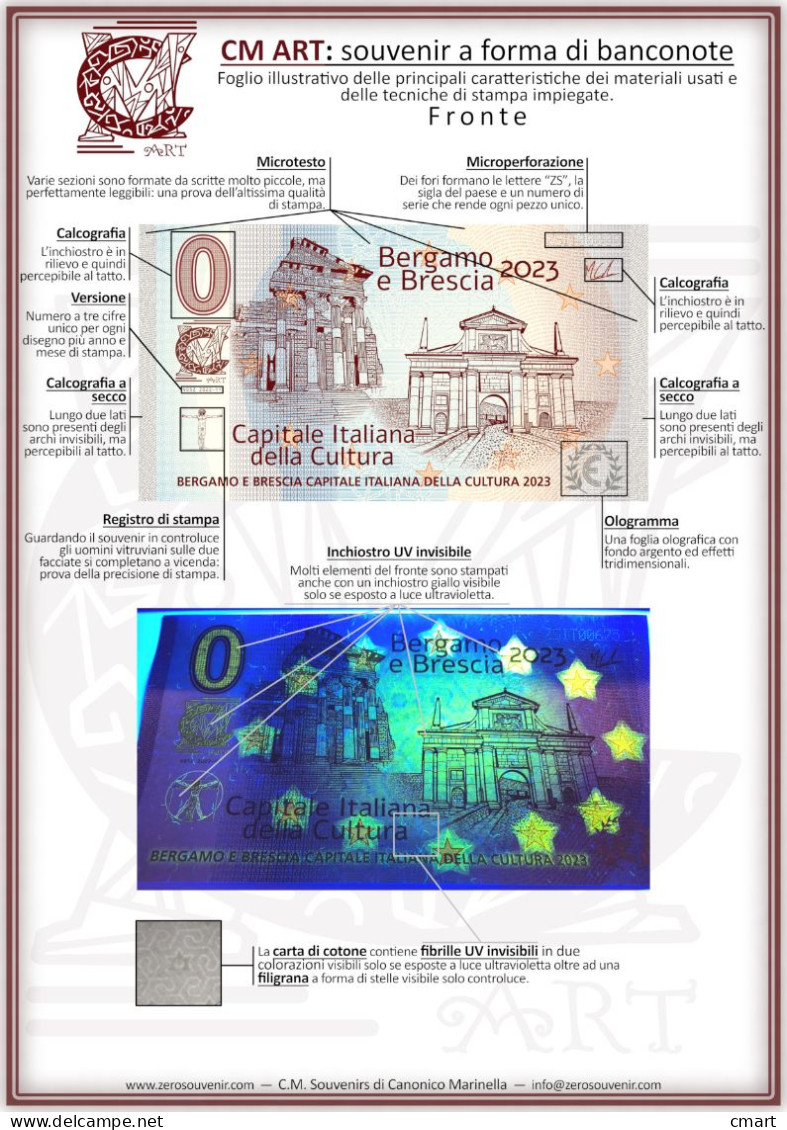 Banconota Zero Euro Souvenir  "CMART" Bergamo Brescia Città Della Cultura 2023 - Autres - Europe