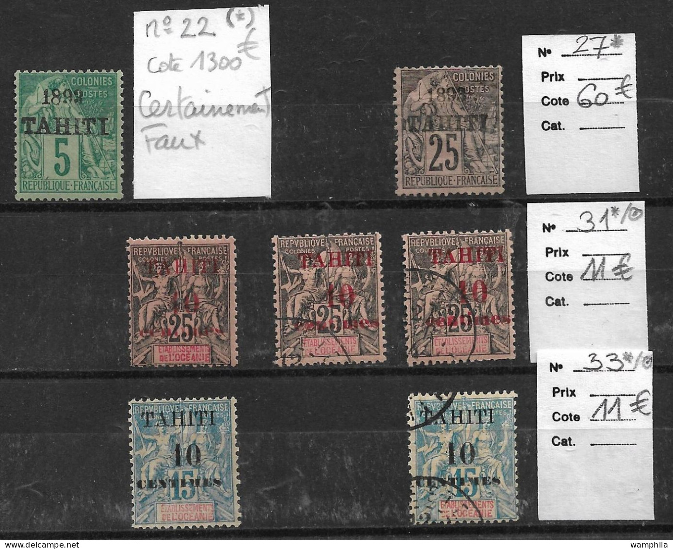 Tahiti,un Lot De Neufs Et Oblitérés, Dont Un Faux. - Unused Stamps