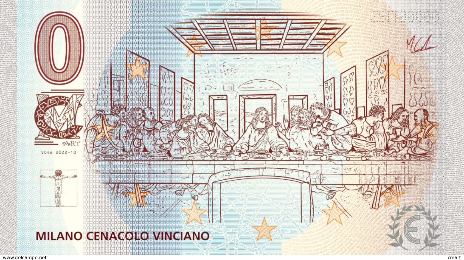 Banconota Zero Euro Souvenir  "CMART" Città Di Milano CENACOLO DI LEONARDO - Autres - Europe