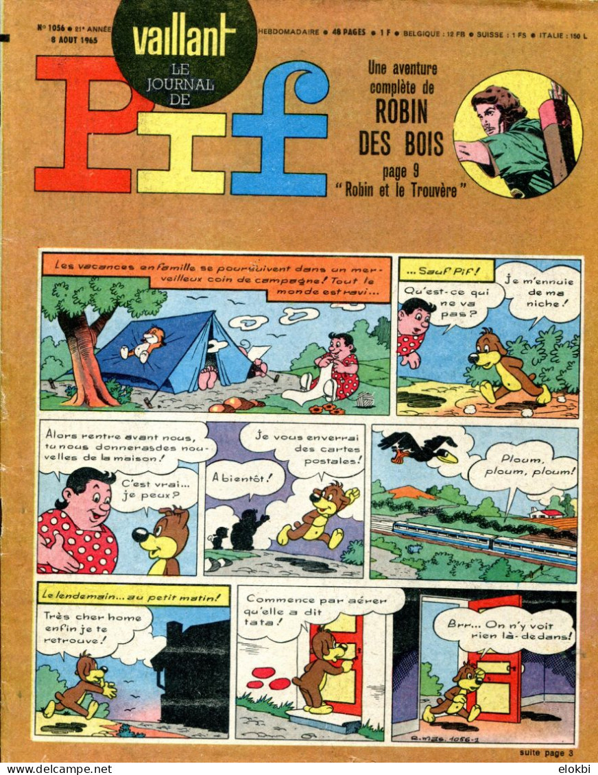 Vaillant Le Journal De Pif N°1056 Avec Une BD Complète De Robin Des Bois "Robin Et Le Trouvère" - Vaillant