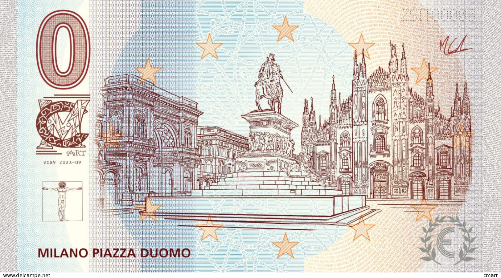 Banconota Zero Euro Souvenir  "CMART" Ricordo Della Città Di Milano Piazza Del Duomo - Sonstige – Europa
