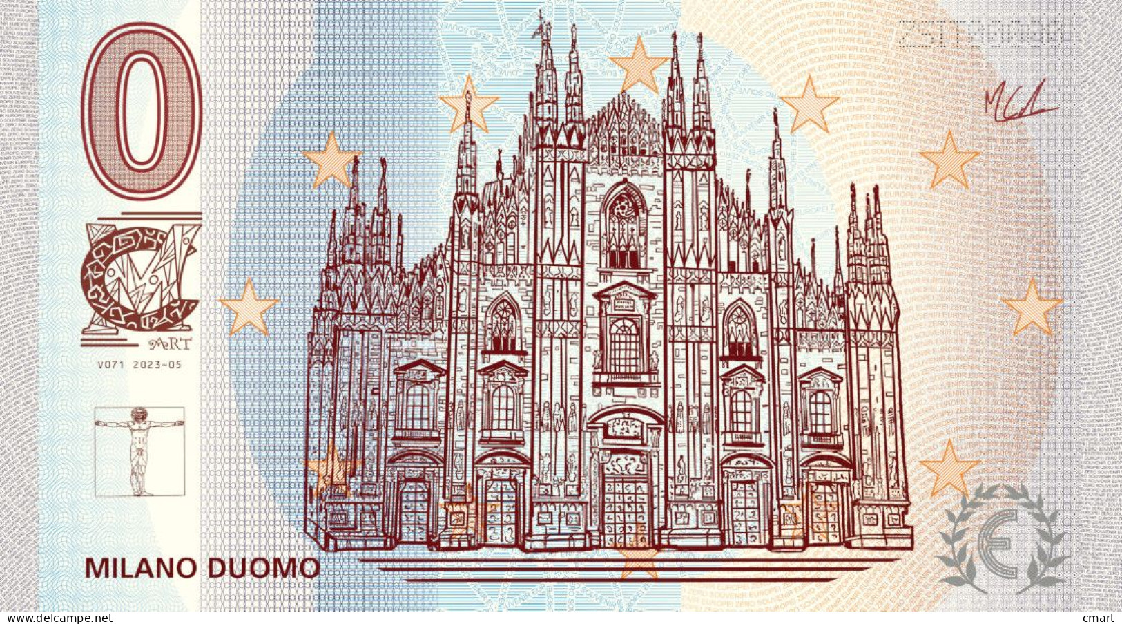 Banconota Zero Euro Souvenir  "CMART" Ricordo Della Città Di Milano Il Duomo - Autres - Europe