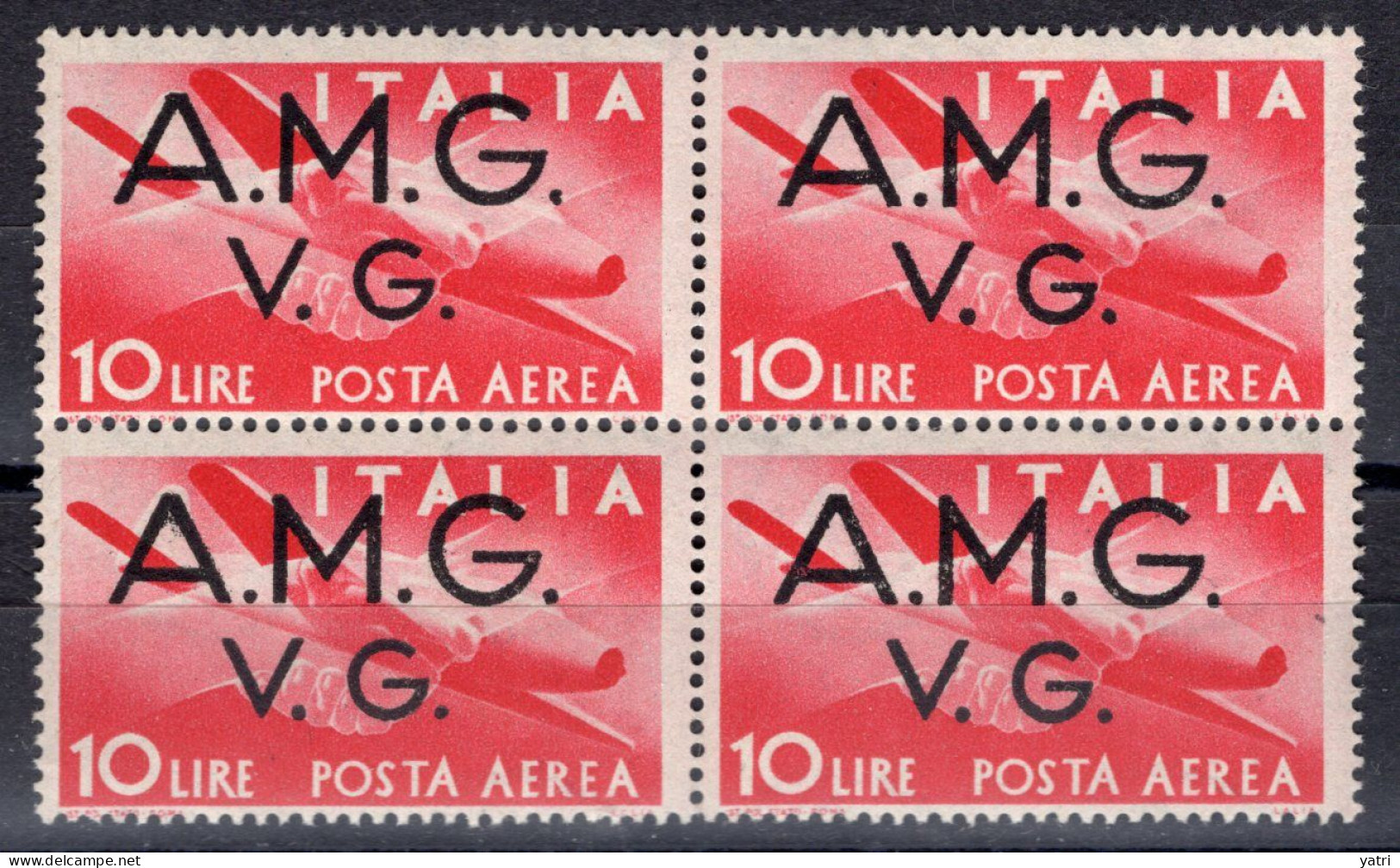 Venezia Giulia - Posta Aerea, 10 Lire Rosa Carminio Sass. 5 ** - Nuevos