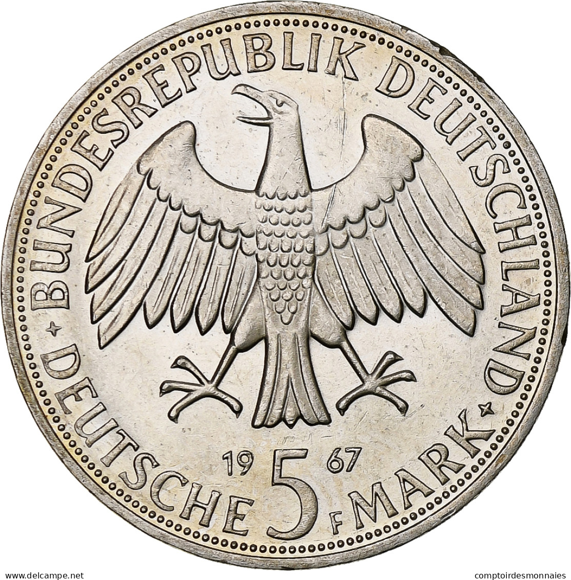 République Fédérale Allemande, 5 Mark, 1967, Stuttgart, Argent, SUP+ - 5 Marcos