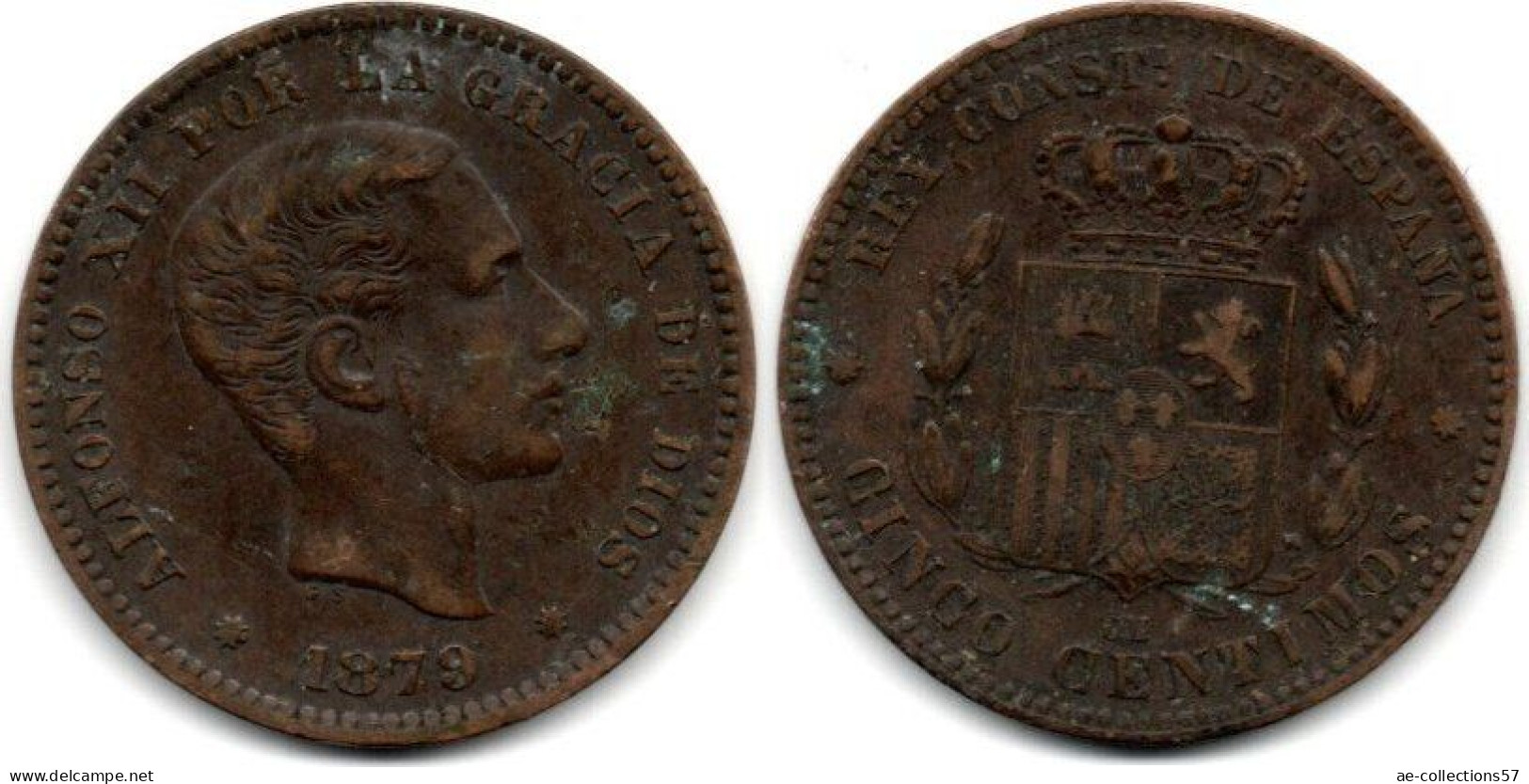 MA 29992 / Espagne - Spain - Spanien 50 Centimos 1879 OM TTB - First Minting