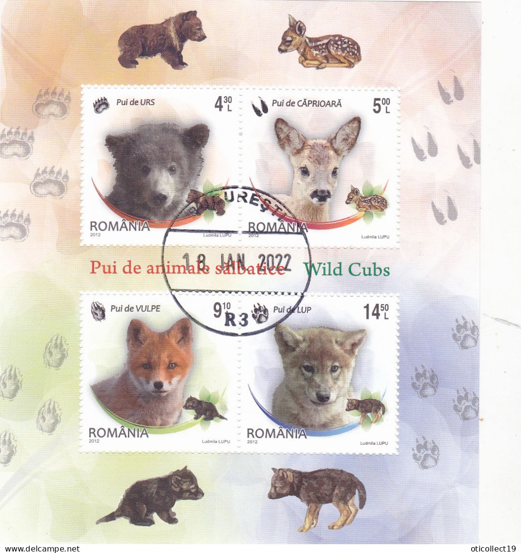 ANIMALS  2012,BLOCK USED,ROMANIA - Used Stamps