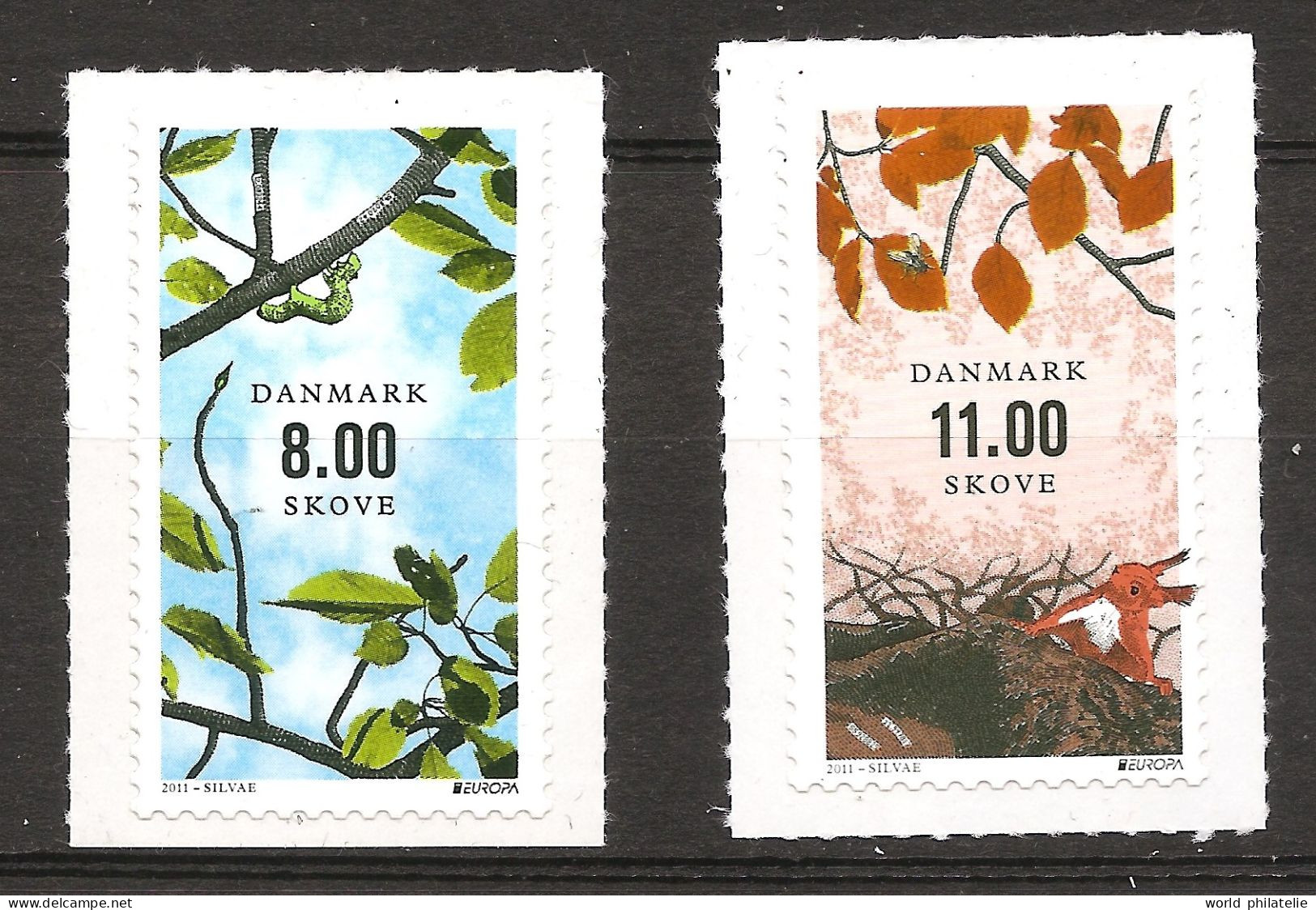 Danemark Danmark 2011 N° 1631 / 2 ** Europa, Emission Conjointe, Forêt, Arpenteuse, Geometridae, Ecureuil, Papillon - Unused Stamps