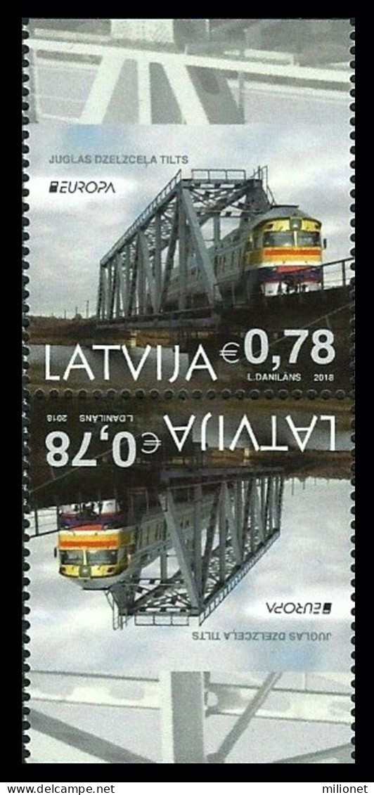 SALE!!! LATVIA LETONIA LETTONIE LETTLAND 2018 EUROPA CEPT Bridges 2 Stamps From Booklet (tete-beche) MNH ** - 2018