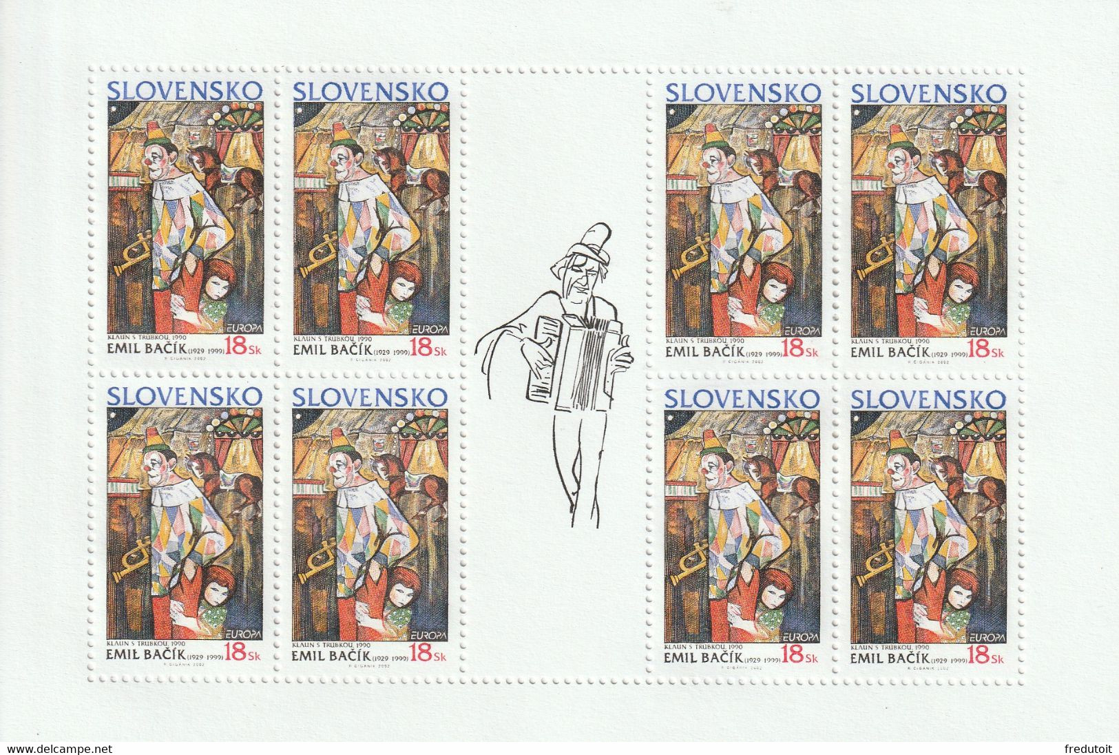 SLOVAQUIE - Feuillet - N°368 ** (2002) Europa : Le Cirque - - Blocks & Sheetlets