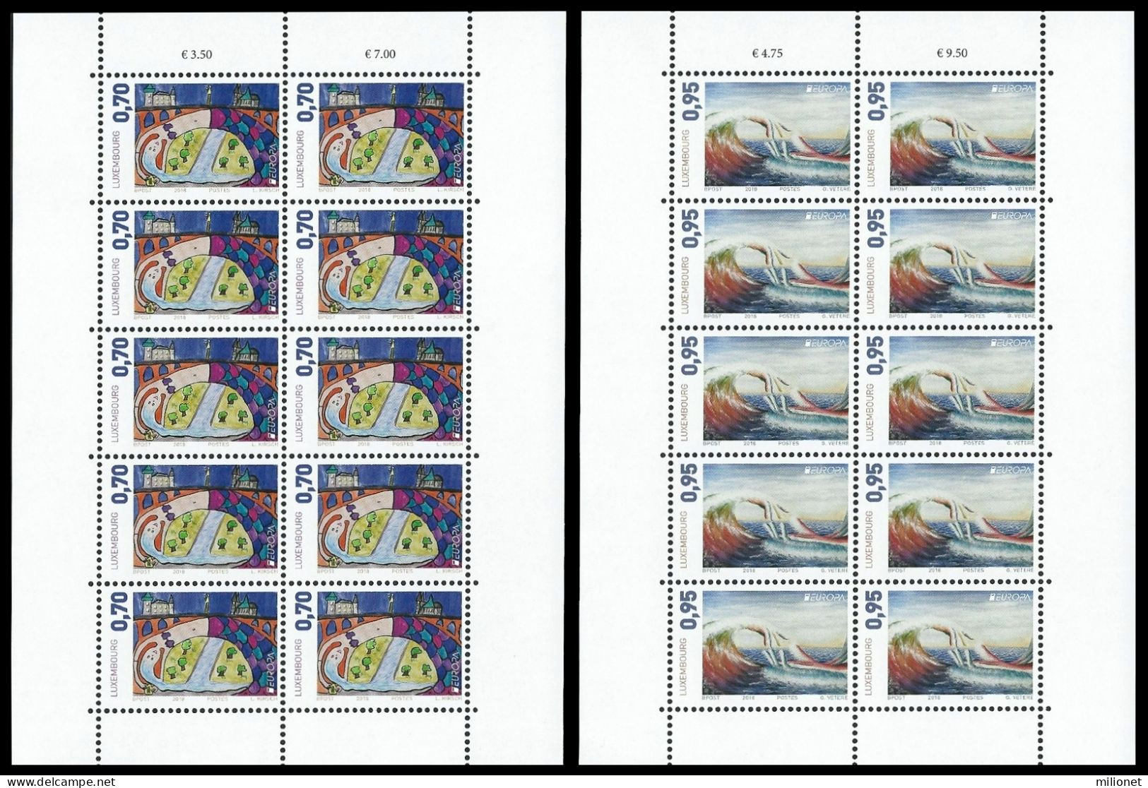 SALE!!! Luxembourg Luxemburgo Luxemburg 2018 EUROPA CEPT BRIDGES 2 Sheetlets Of 10 Stamps MNH ** - 2018