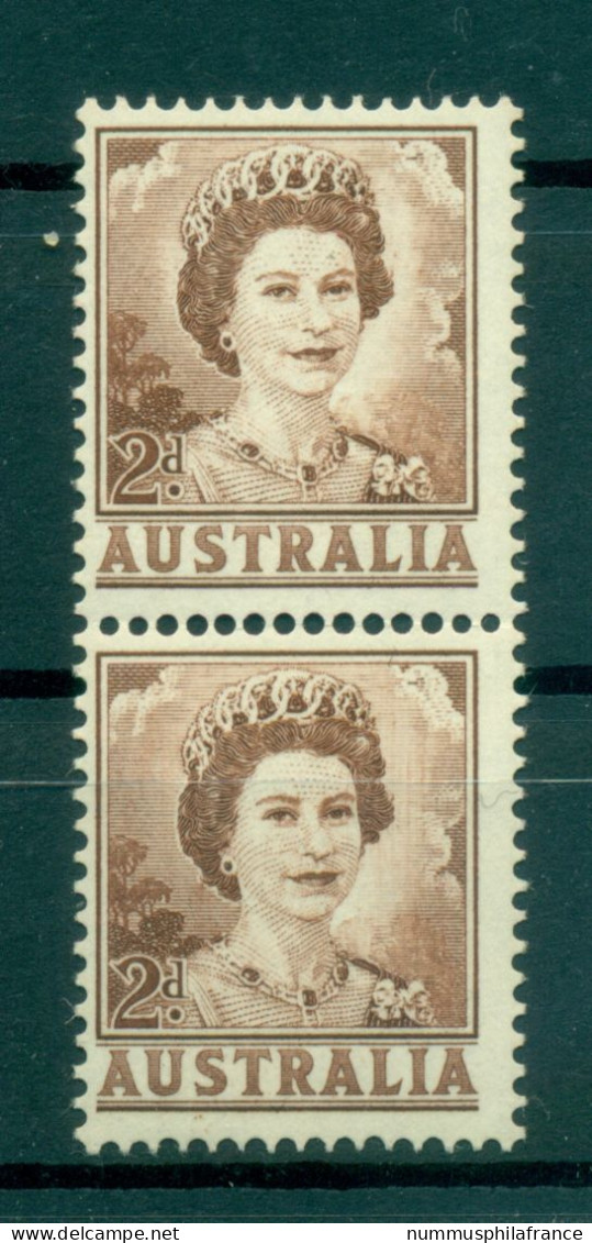 Australie 1959-62 - Y & T N. 249A - Série Courante (Michel N. 316 X) - Paire Coil (ii) - Neufs