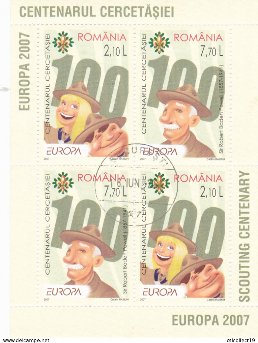 SCOUT,EUROPA CEPT  2007,BLOCK USED,ROMANIA - Used Stamps