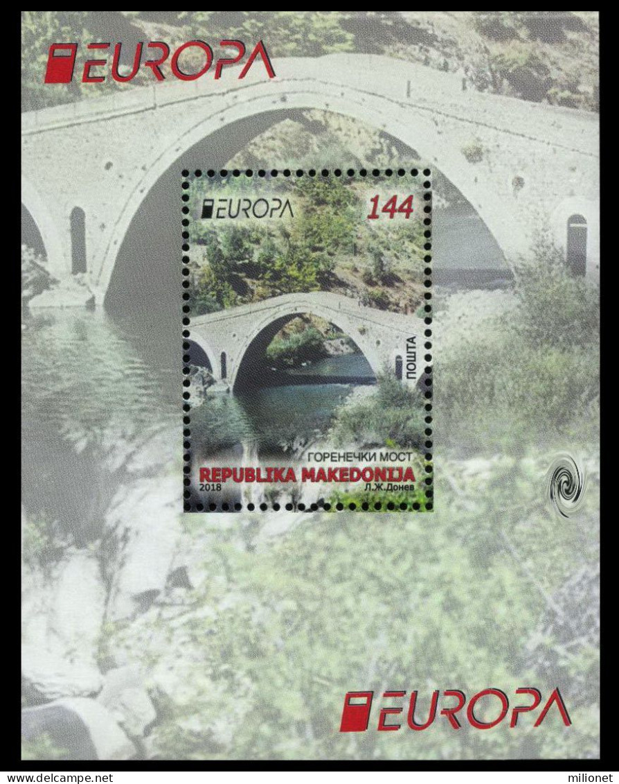 SALE!!! MACEDONIA MACEDOINE MAKEDONIEN 2018 EUROPA CEPT BRIDGES S/S Souvenir Sheet MNH ** - 2018