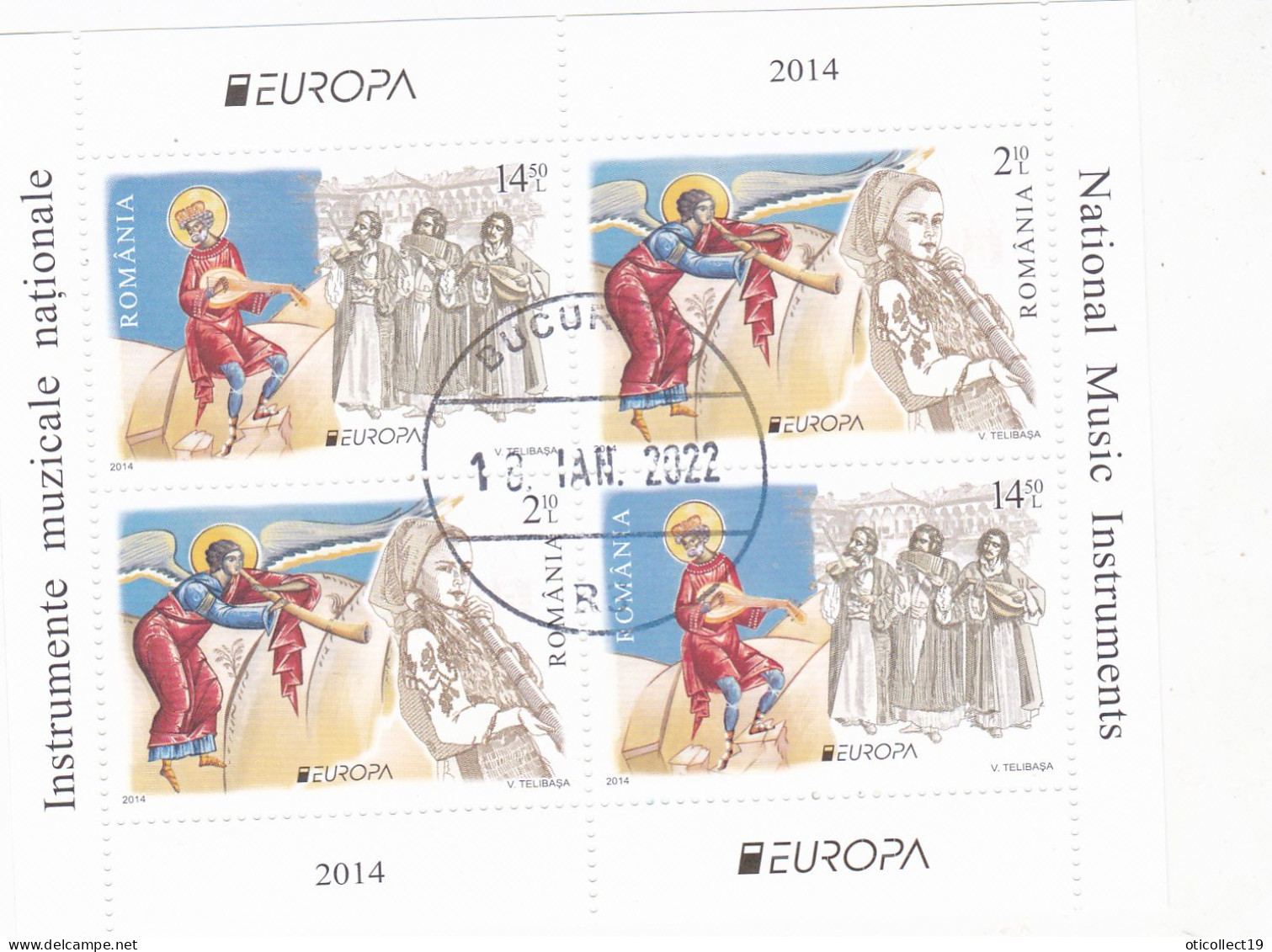 MUZIC EUROPA CEPT 2014,BLOCK USED,ROMANIA - Usati