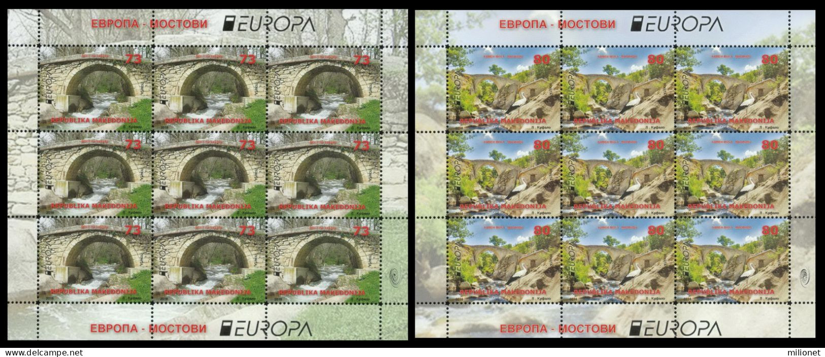 SALE!!! MACEDONIA MACEDOINE MAKEDONIEN 2018 EUROPA CEPT BRIDGES 2 Sheetlets Of 9 Stamps MNH ** - 2018