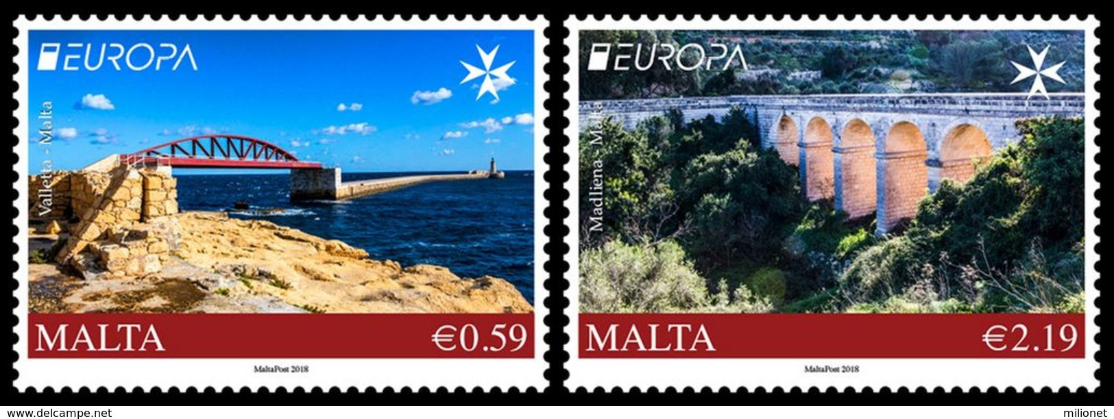 SALE!!! MALTA 2018 EUROPA CEPT BRIDGES 2 Stamps Set MNH ** - 2018