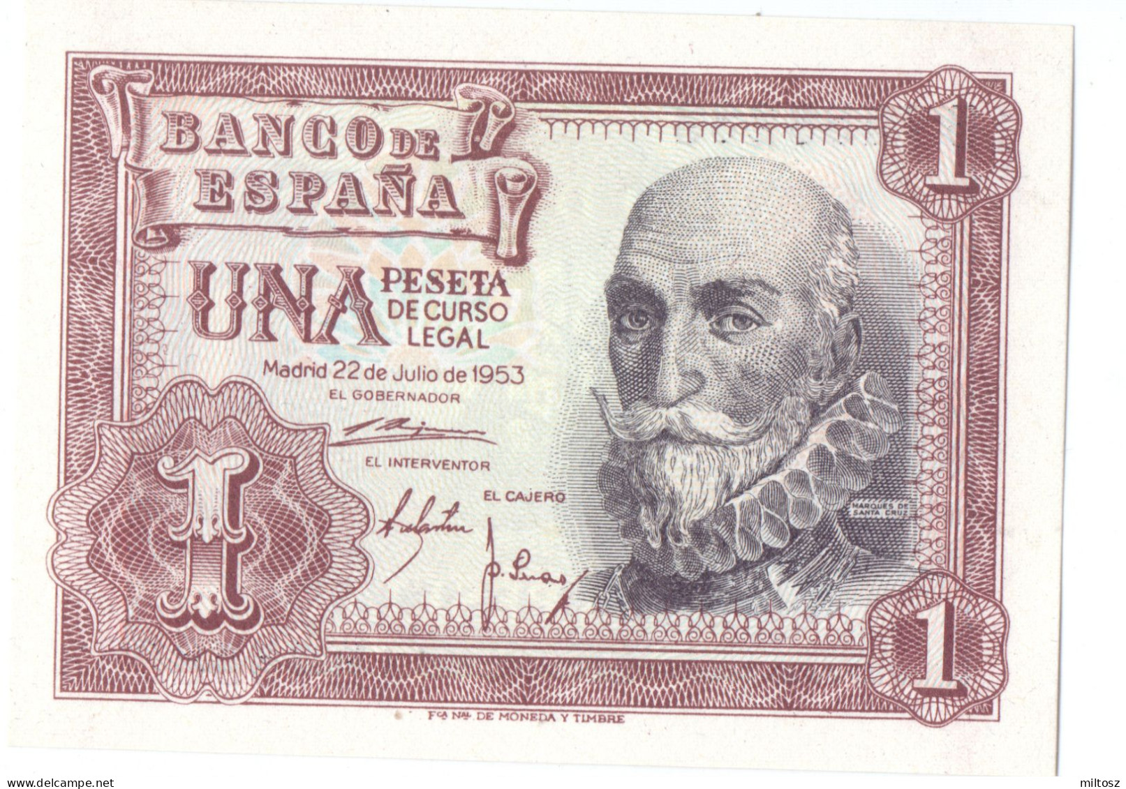 Spain 1 Peseta 1953 - 1-2 Peseten