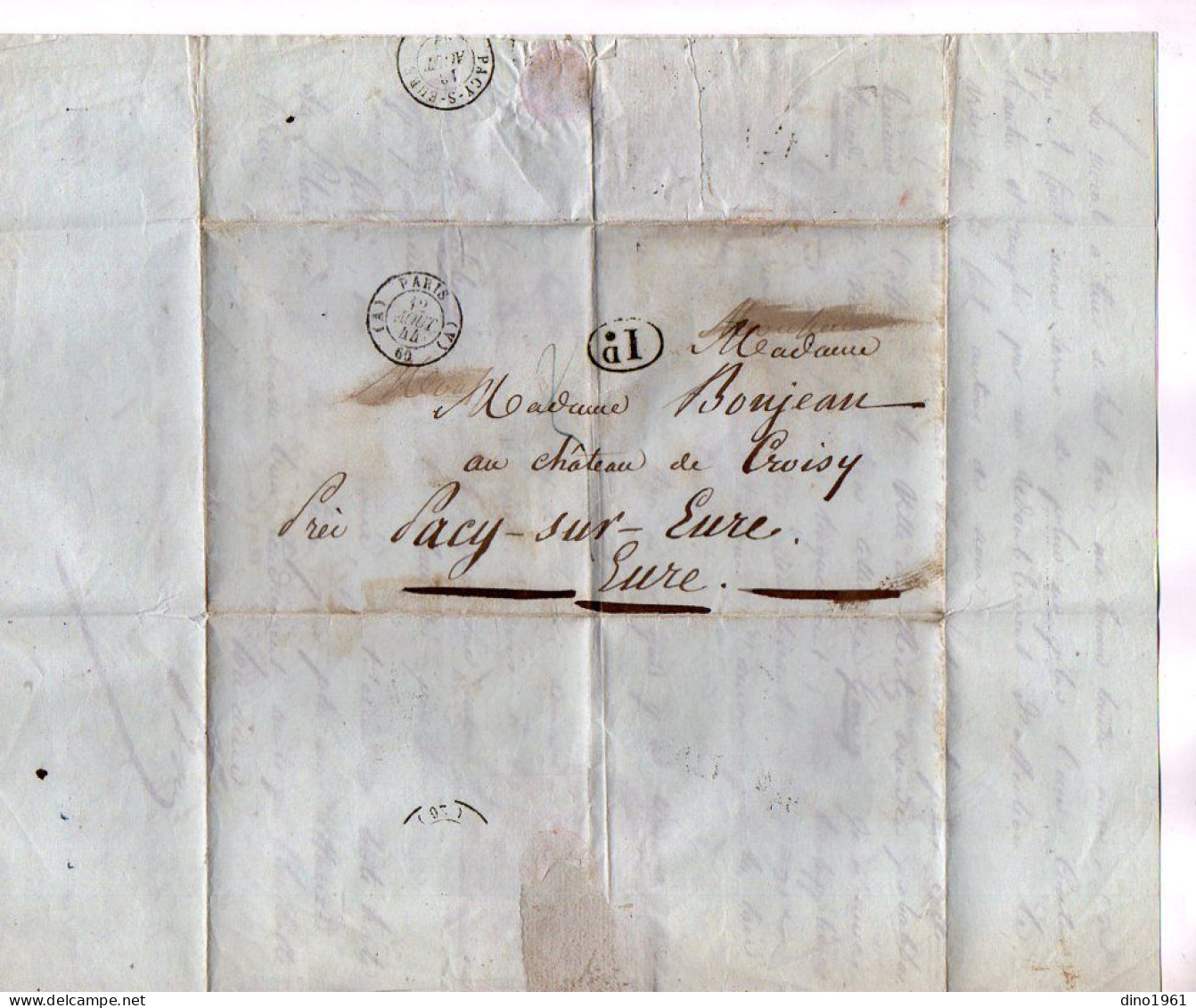 TB 4568 - PARIS X CROISY Près PACY SUR EURE 1844 - LAS - Lettre De M. BONJEAN,Avocat,Fusillé Pendant La Commune De Paris - Personaggi Storici