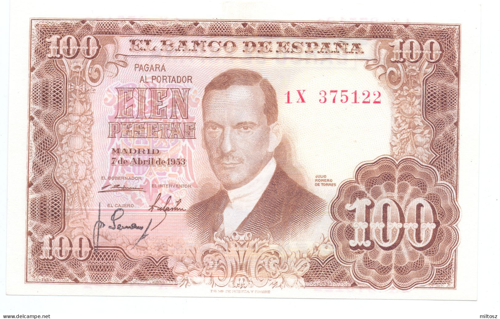 Spain 100 Pesetas 1953 - 100 Pesetas