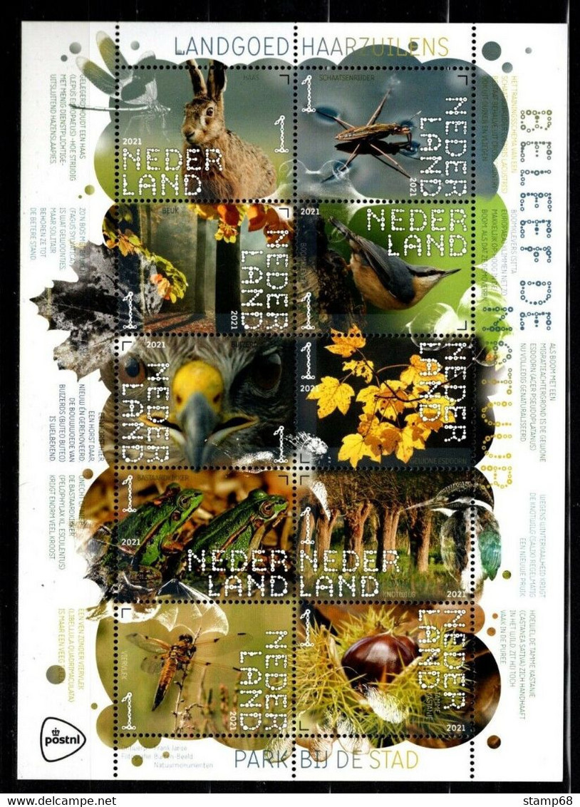 Nederland NVPH 3939-3948 V3939-48 Vel Beleef De Natuur Landgoed Haarzuilens 2021 MNH Postfris Park Bij De Stad - Ongebruikt