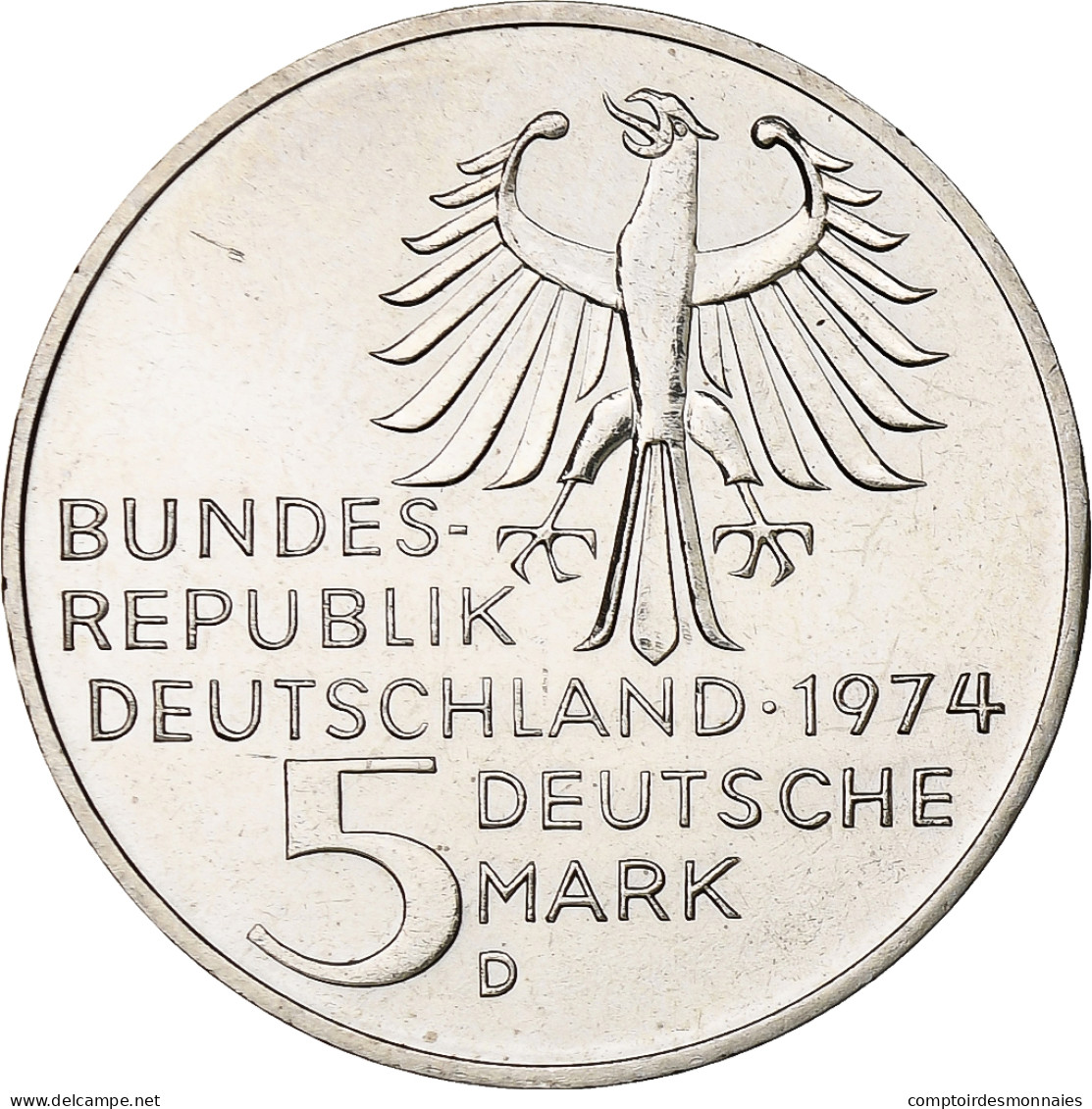 République Fédérale Allemande, 5 Mark, 1974, Munich, Argent, SUP+, KM:139 - 5 Marcos