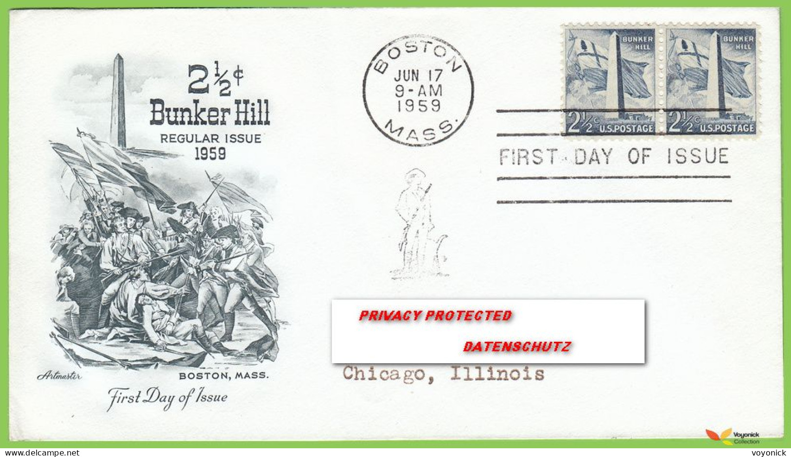 Voyo  USA FDC 1959  Sc#1034 Bunker Hill - 1951-1960