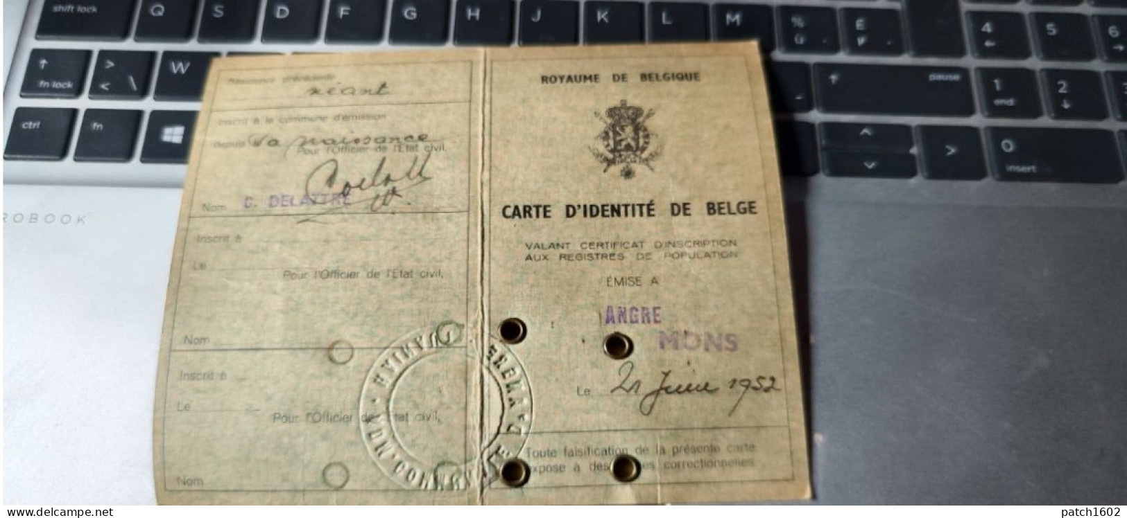 ANGRE Carte Identité LAUNOIS LOUIS NÉ A  ANGRE 1 FEVRIER 1906  MENUISIER - Généalogie