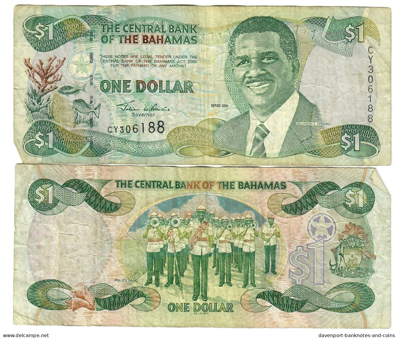 The Bahamas 1 Dollars 2001 F "Francis" - Bahama's