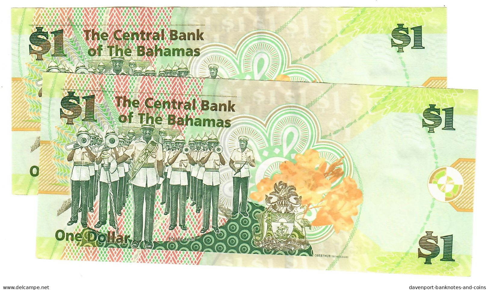 The Bahamas 2x 1 Dollar 2008 EF "Craigg" Sequential - Bahamas