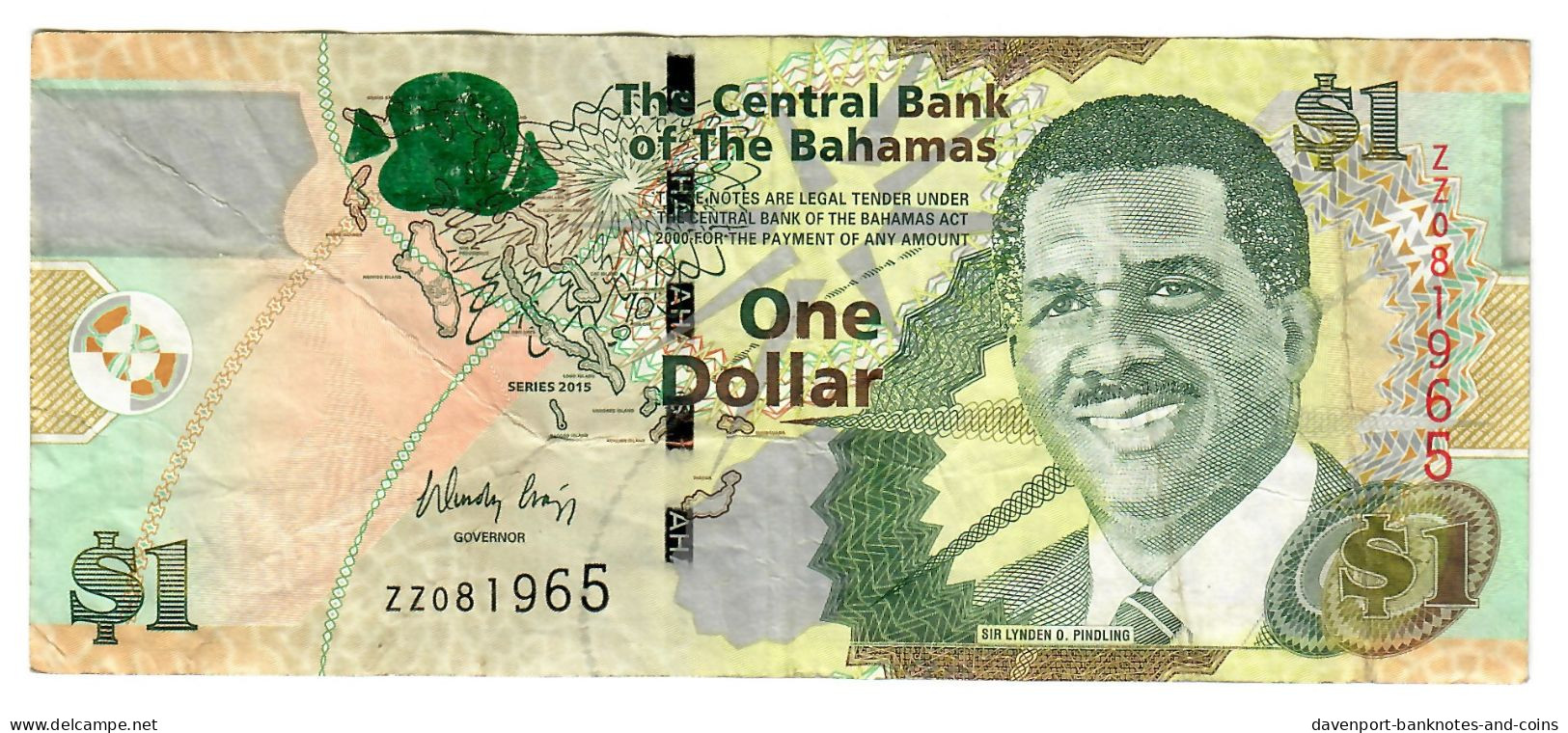 The Bahamas 1 Dollar 2015 F "Craigg" ZZ Replacement - Bahamas