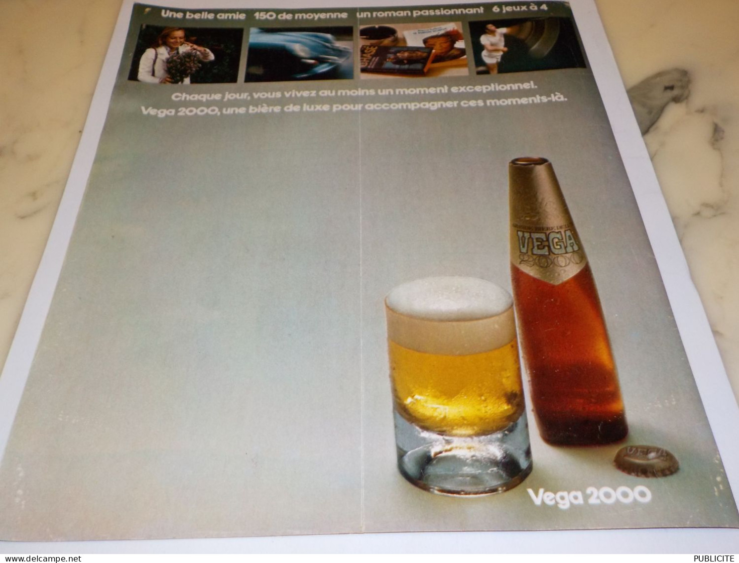 ANCIENNE PUBLICITE MOMENT EXCEPTIONNEL  BIERE VEGA 2000  1973 - Alcools