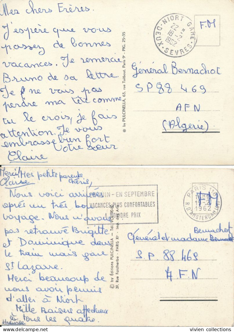 Carte Illustrateur Signé Siné Chat Huant Et Ko Circulée En FM Pour Le Général Bernachot AFN Algérie - Sine