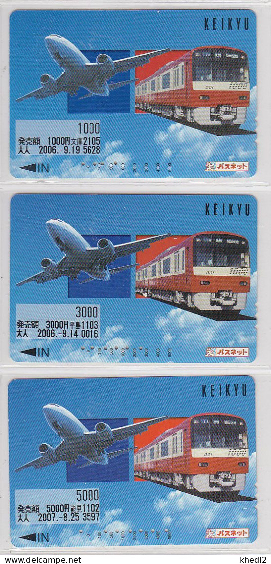 Lot De 3 Cartes JAPON - 3 Valeurs TRAIN & AVION Airplane - Eisenbahn Zug & Flugzeug Karten - JAPAN Keikyu Cards - 3778 - Trains