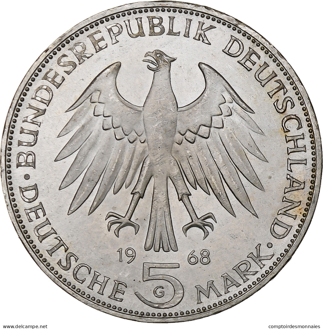 République Fédérale Allemande, 5 Mark, 1968, Karlsruhe, Argent, SUP, KM:122 - 5 Marcos