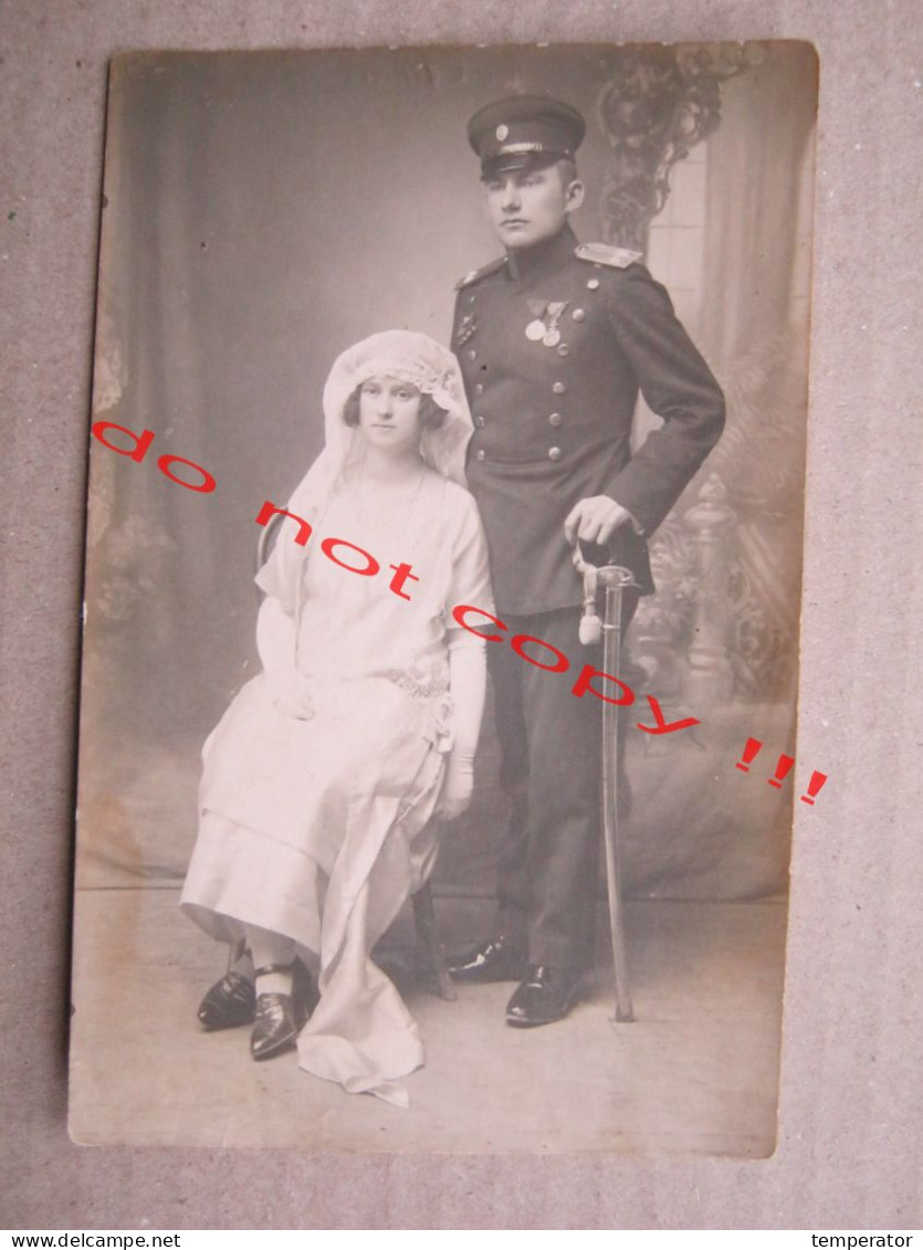 Serbia, Kosovo / Priština - Wedding, Serbian Officer With Saber, Medals ... ( 1925 ) Real Photo - Kosovo