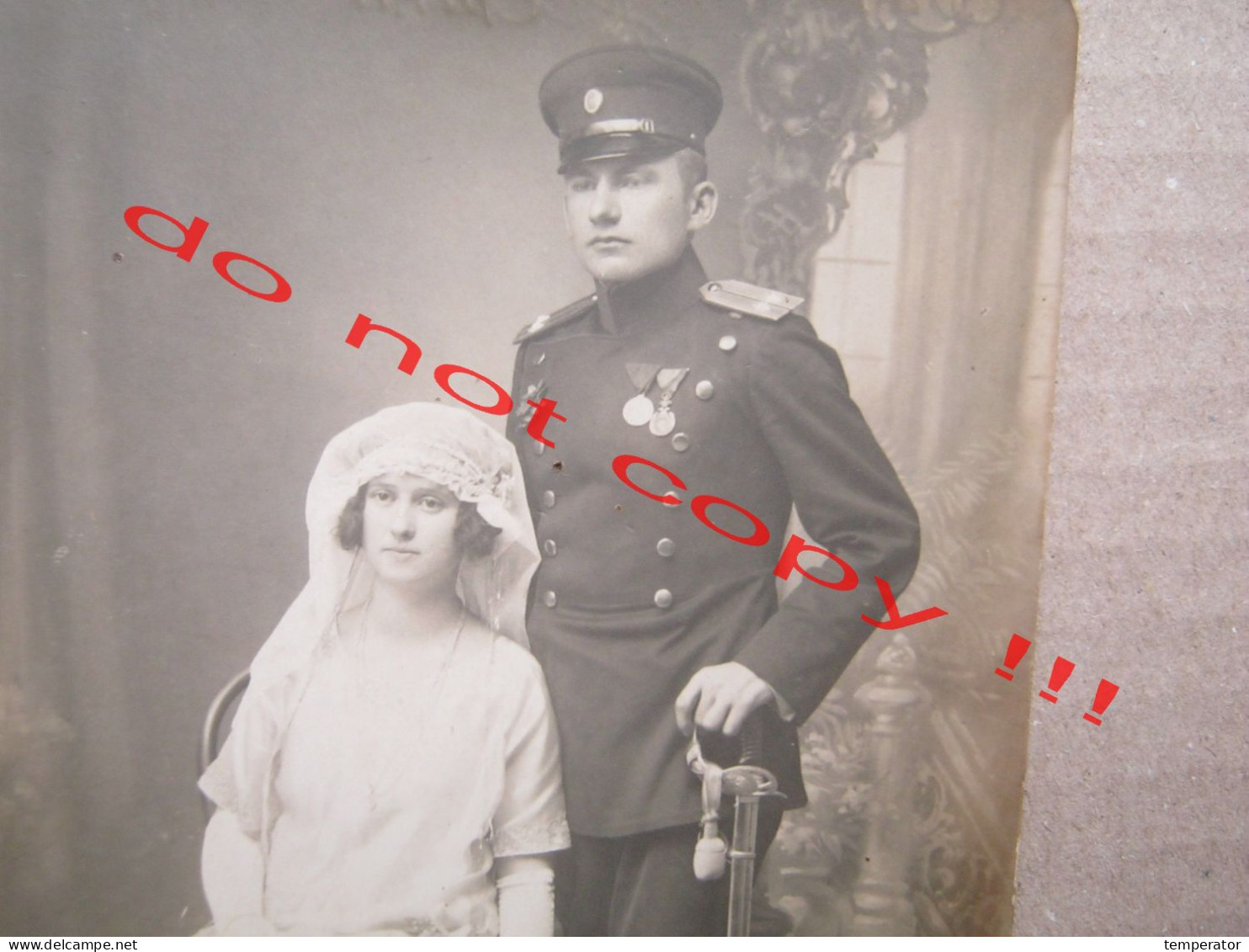 Serbia, Kosovo / Priština - Wedding, Serbian Officer With Saber, Medals ... ( 1925 ) Real Photo - Kosovo