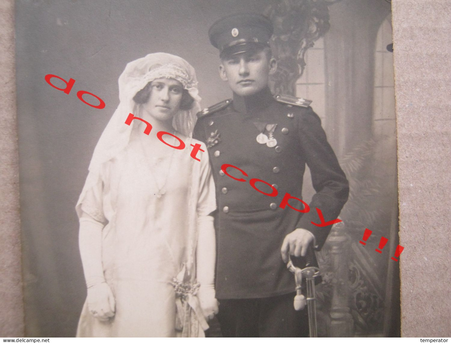 Serbia, Kosovo / Priština - Wedding, Serbian Officer With Saber, Medals ... ( 1925 ) Real Photo - Kosovo