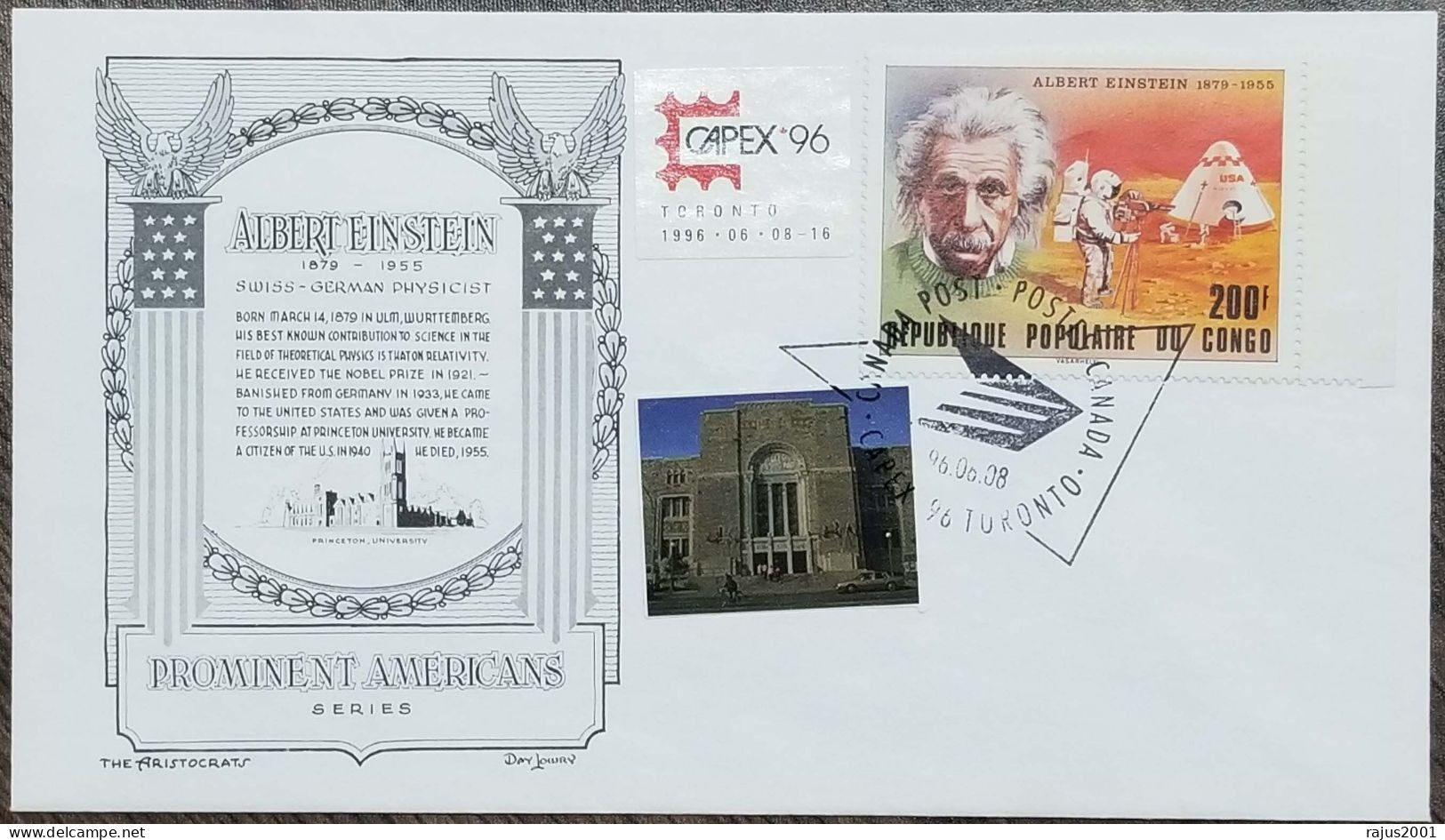 Albert Einstein, Einstein's Theory Of Relativity, Mathematics Formula, Physics Science, Nobel Prize, Judaica, Congo FDC - Fisica