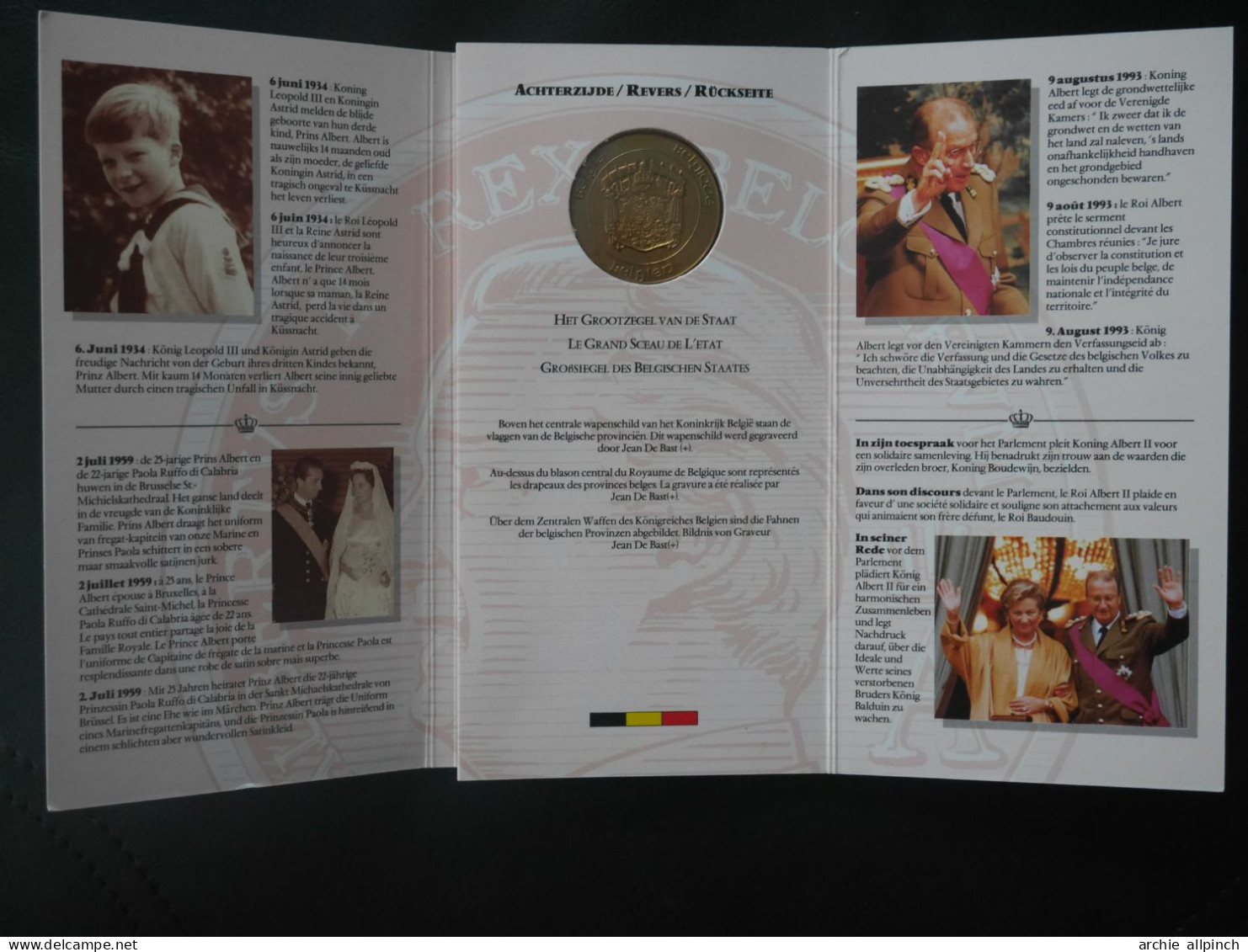 Médaille Commémorative En Bronze - Albert II, Accession Au Trône 1993 - Monarquía / Nobleza