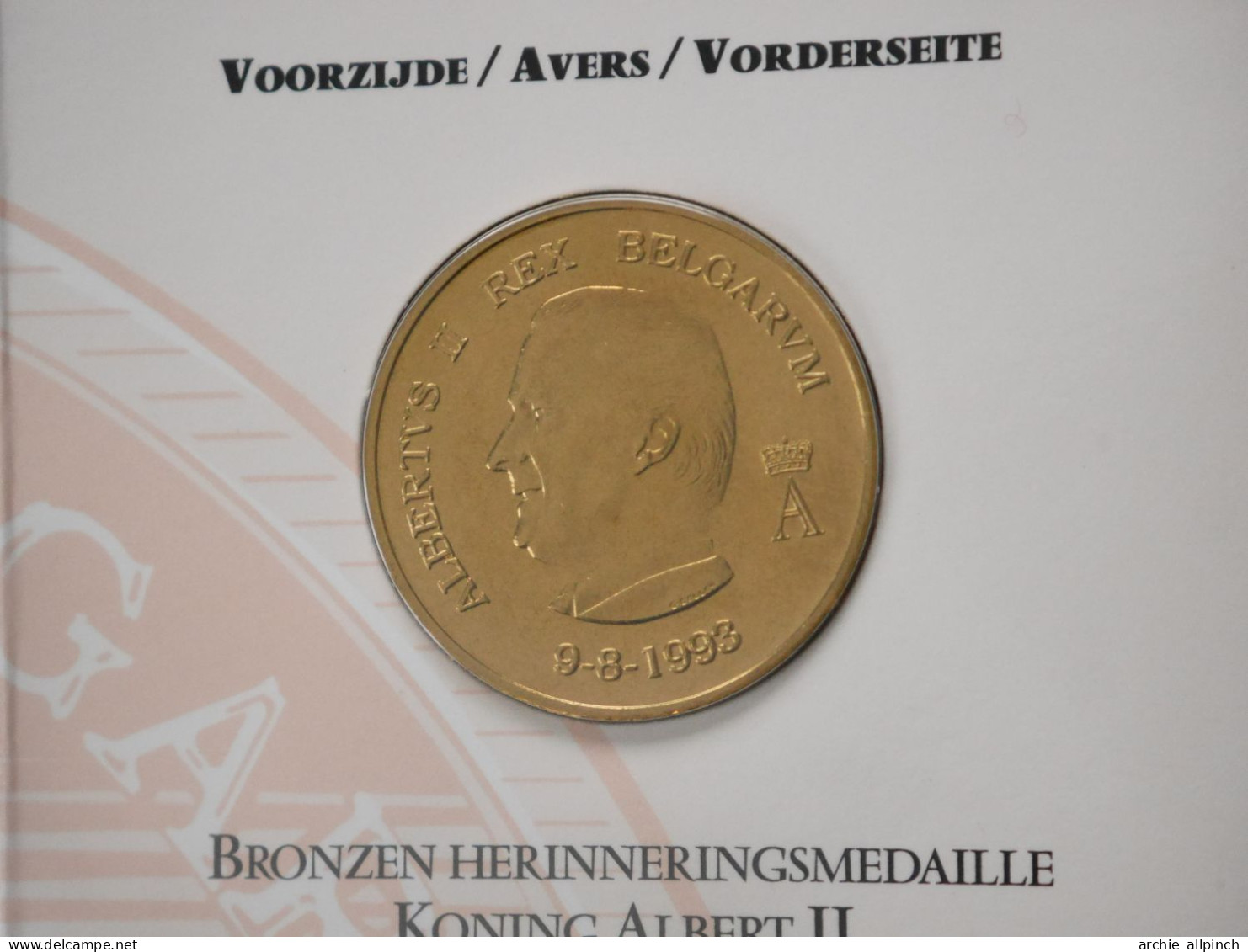 Médaille Commémorative En Bronze - Albert II, Accession Au Trône 1993 - Adel