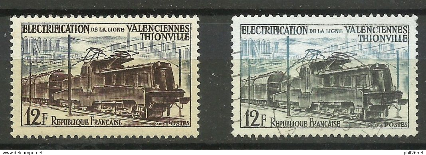 France  N° 1024 Locomotive  Noir Et Bleu  Oblitéré   B/TB Le  Timbre Type Sur Les Scans Pour Comparer Soldé ! ! ! - Gebraucht