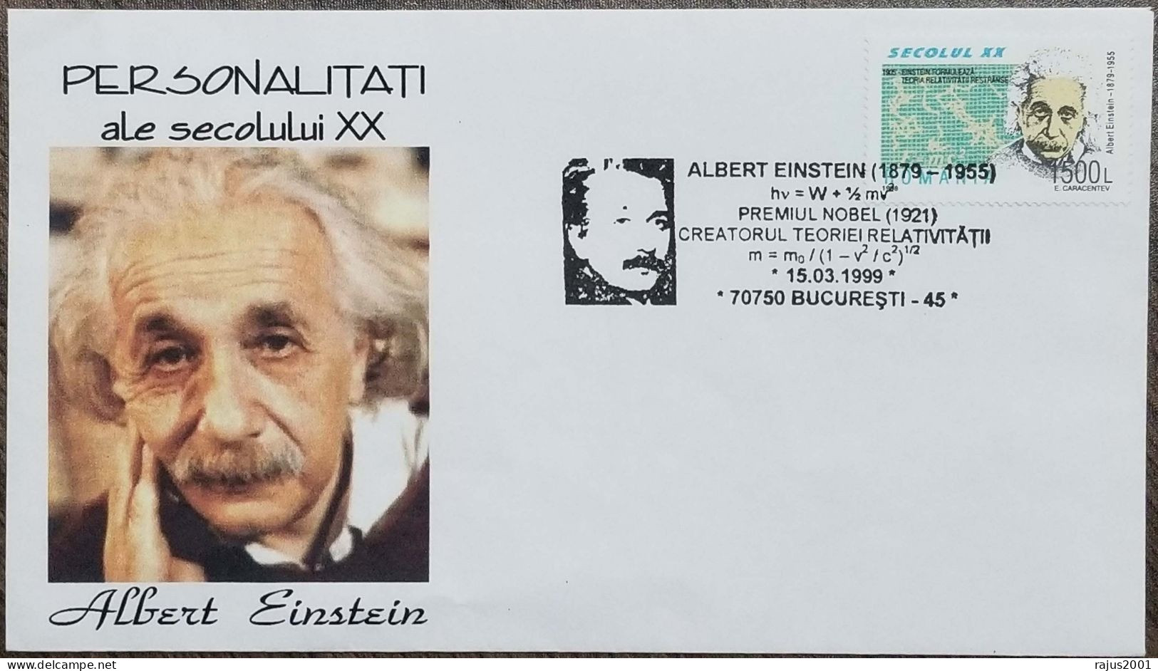 Albert Einstein, Einstein's Theory Of Relativity, Mathematics Formula, Physics, Nobel Prize, Special Cachet Romania FDC - Albert Einstein